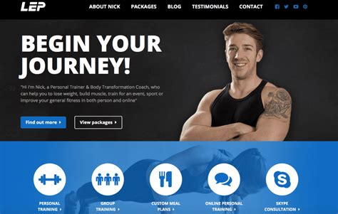 personal trainer website examples.